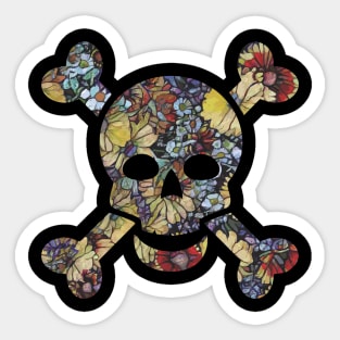 Floral Skull and Crossbones Sticker